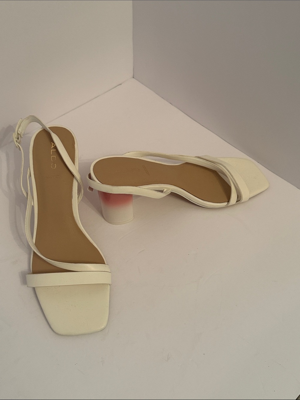 ALDO Cream Strappy Block Heel Sandals